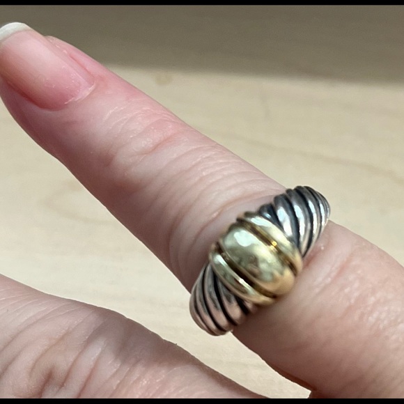 David Yurman Classic Silver/Gold Dome Ring - Picture 2 of 2